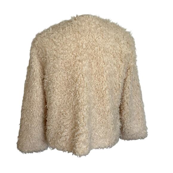Cabi Jacket Coat Womens Size M Ivory #3024 Teddy Faux Fur Lined Shaggy Cropped - Picture 6 of 12